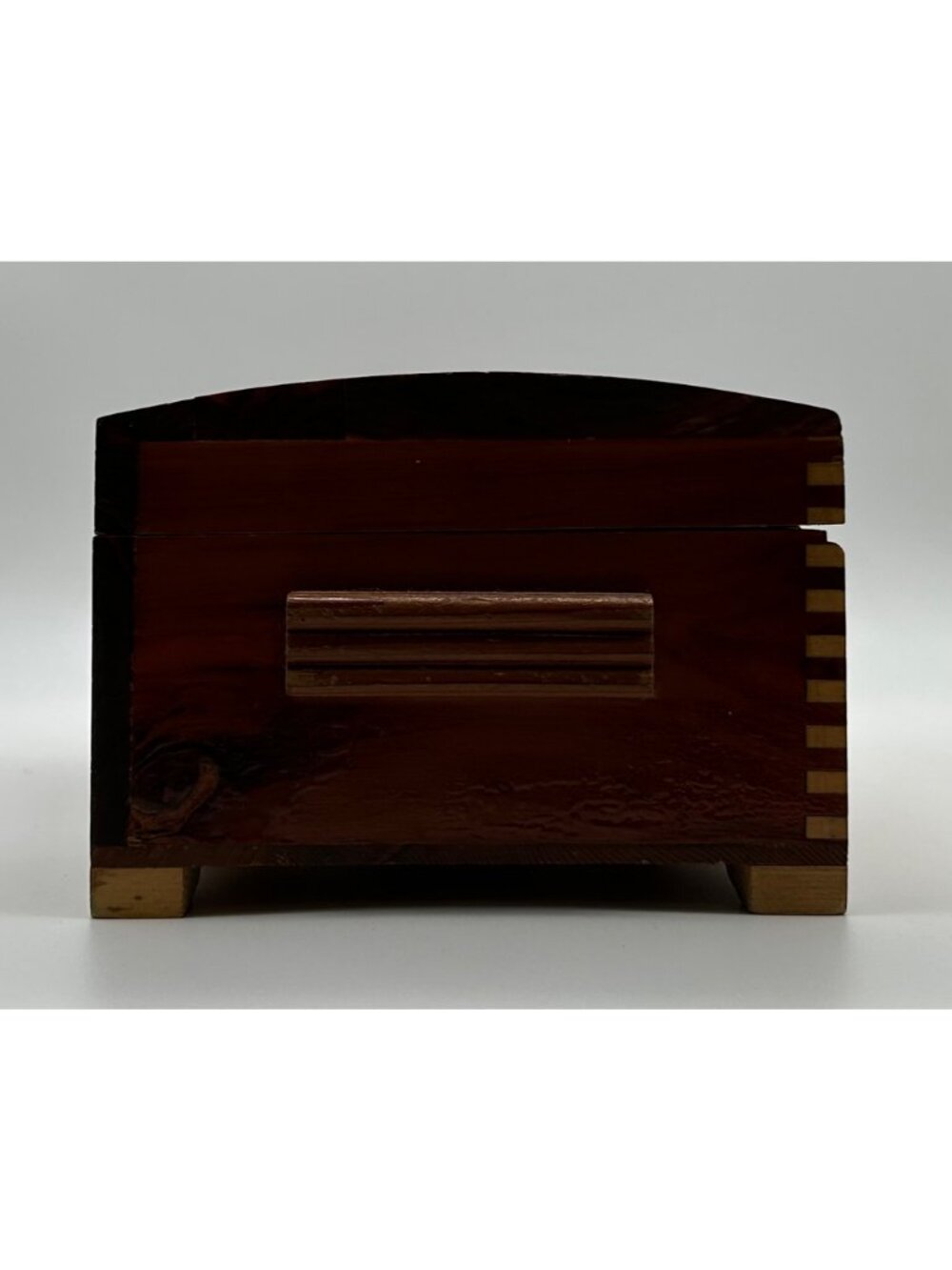 Vintage Handcrafted Wooden Jewelry Keepsake Box Treasure Chest Interior Mirror - Picture 4 of 11